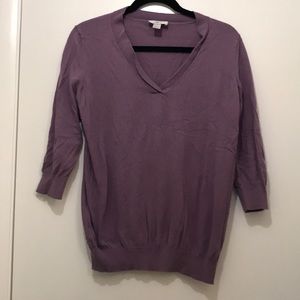 Loft 3/4 length sleeves purple vneck sweater, L